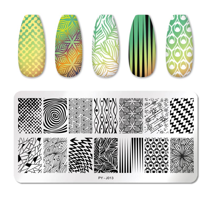 Geometric Abstract Nail Stamping Plates Stencil Tools Template Plate Mold Nail