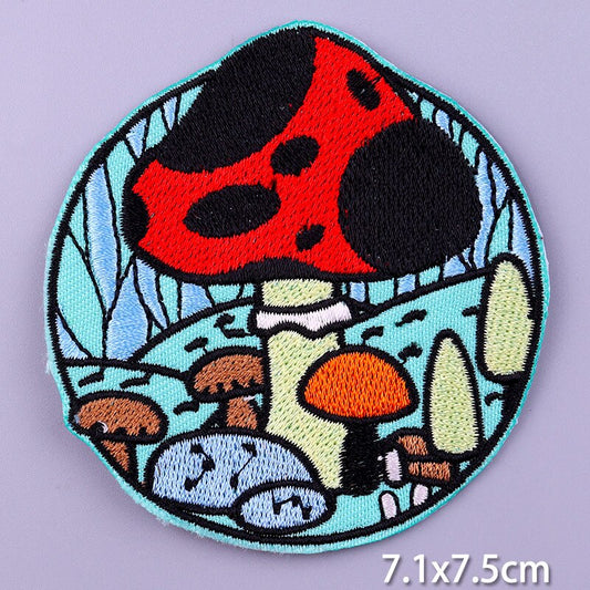 Colorful Mushrooms DIY Cartoon Patches Clothes Patch Embroidered Stickers Badge