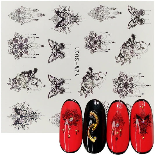 Butterfly Tassel Decor Nail Stickers Patten Nail Art Decals DIY Nails Watermark