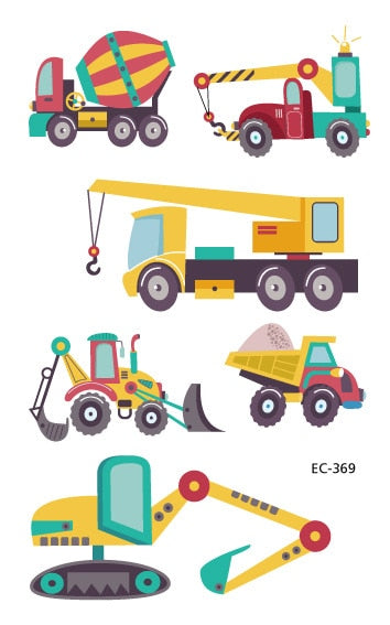 Construction Temporary Tattoos Kids Waterproof Fake Tattoos Sticker Tractor Dump