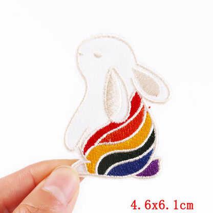 Colorful Half Body Pattern Rabbit Cartoon Patches Clothing Sticker Patch Decal