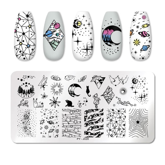 Space Moon Planet Design Nail Stamping Plates Stencil Tools Template Plate Mold