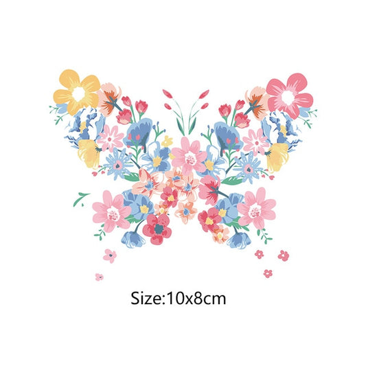 Heat Transfer Vinyl Flower Butterfly Iron On Patch For Clothing Diy A-level