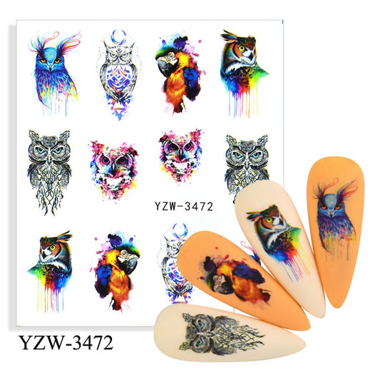 Modern Design Owl Nail Sticker Summer Nail Design Decorations Nails Decals Art