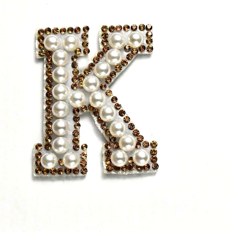 A-Z Alphabet 1Pcs Letter Patches Pearl Rhinestone Alphabet Patches For Clothes