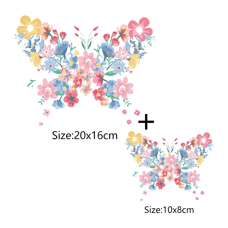 Heat Transfer Vinyl Flower Butterfly Iron On Patch For Clothing Diy A-level