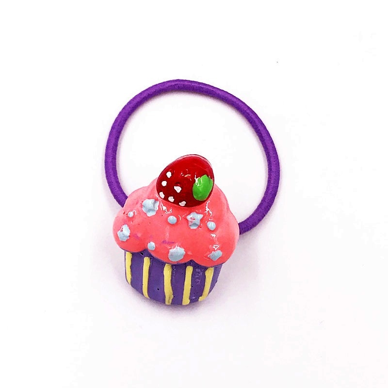 1PCS Mixed Berry Cupcake Girls Hairbands Kids Elastics Rubber Head Bands Hair