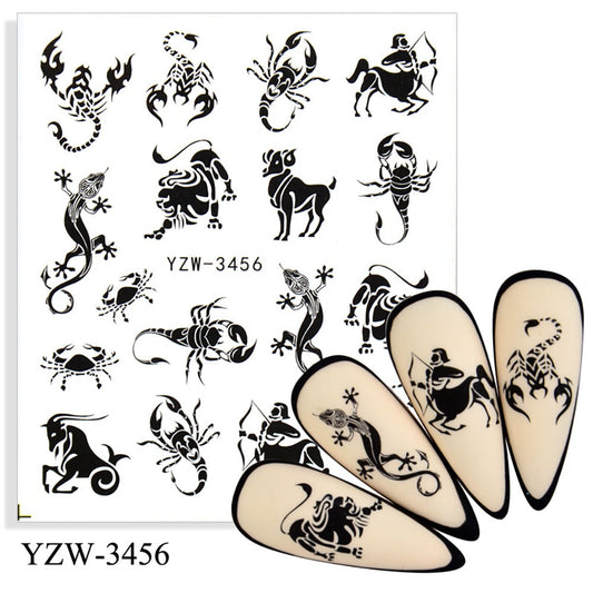 Zodiac Symbols Nail Stickers Patten Nail Art Decals DIY Nails Watermark