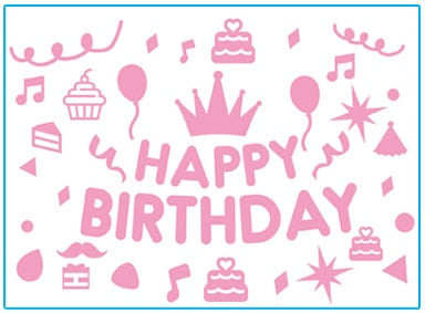 1pc Pink Musical Party Birthday Design Stickers Happy Birthday Party Stickers