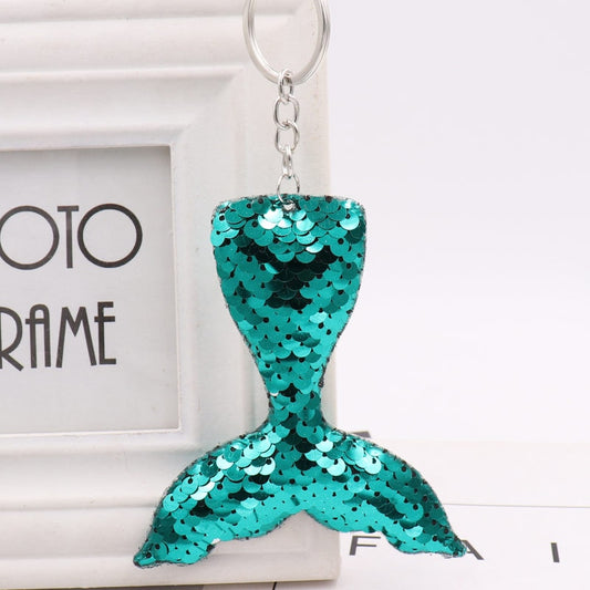 Green Mermaid Tail Sequins Keychain for Women Ladies Mom Gift Keyring Girl Car