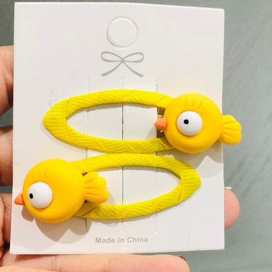 2Pcs Yellow Fish Children Snap Clips Hair Clips Girls Hair Accessories