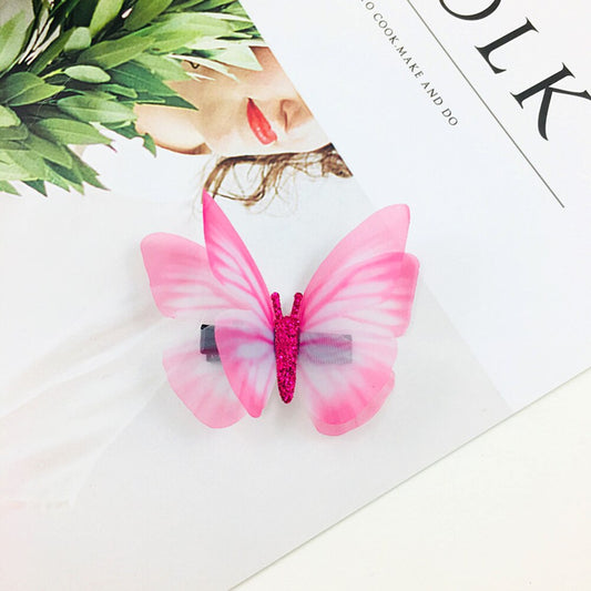 1pc Delicate Ombre Pink Butterfly Hair Clip Cartoon Hairpin Children Fashion