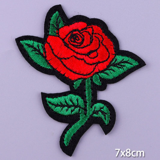 Beautiful Red Rose DIY Cartoon Patches Clothes Patch Embroidered Stickers Badge