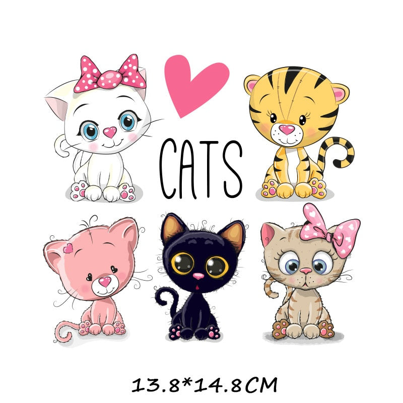 Cute Baby Cats Patches Kids Clothing Stickers Cartoon T-shirt Kittens Patch DIY