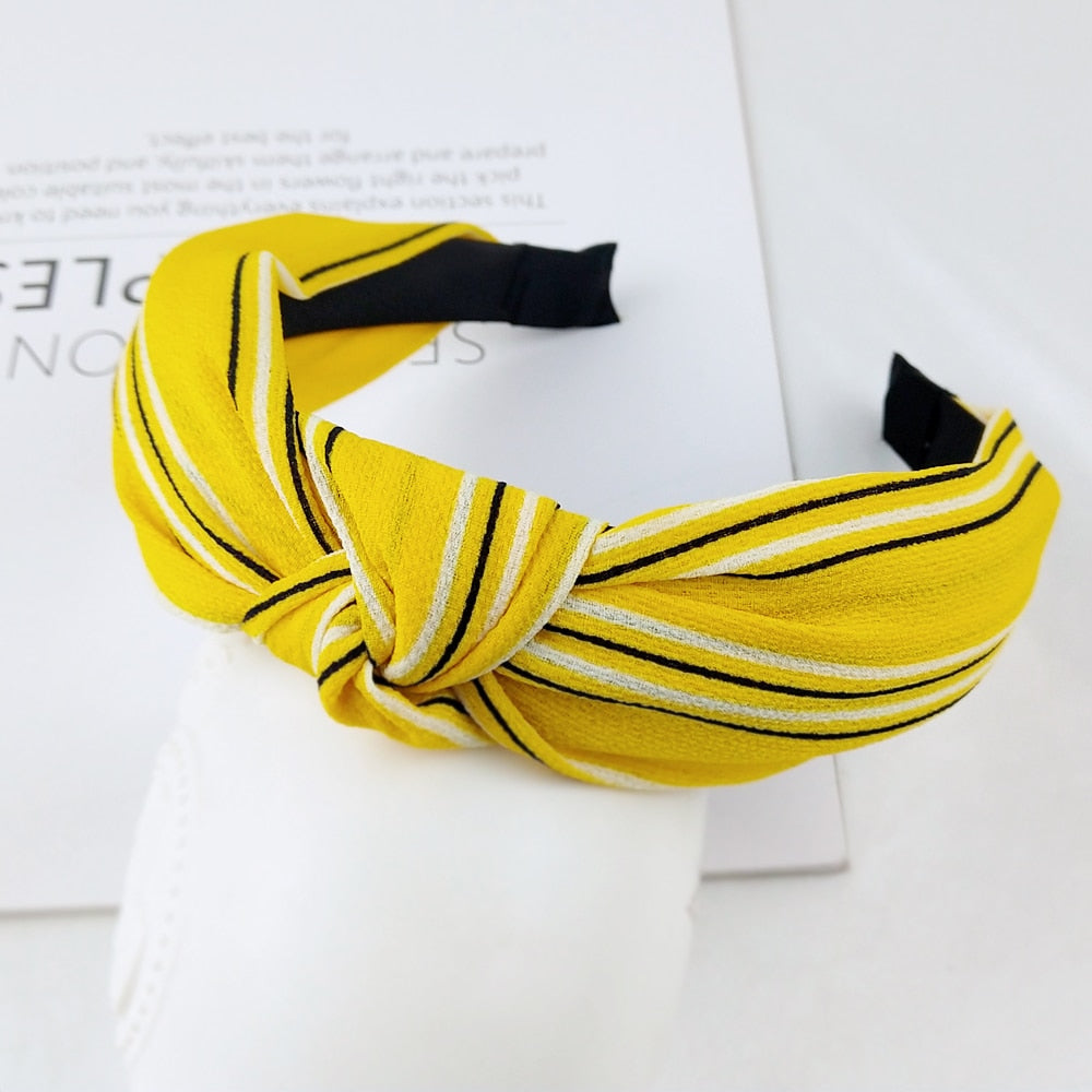 Black and White Lines Yellow Women Hairbands Fashion Headband Girls Hair Hoop