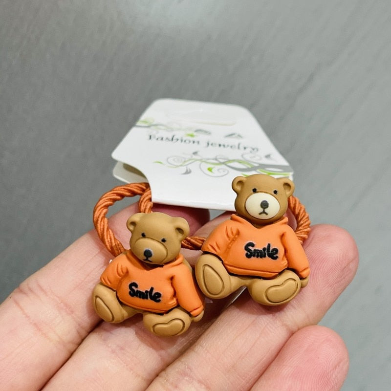 18 Styles 2Pcs/set Animals Bear Hair Accessories Children Rubber Bands