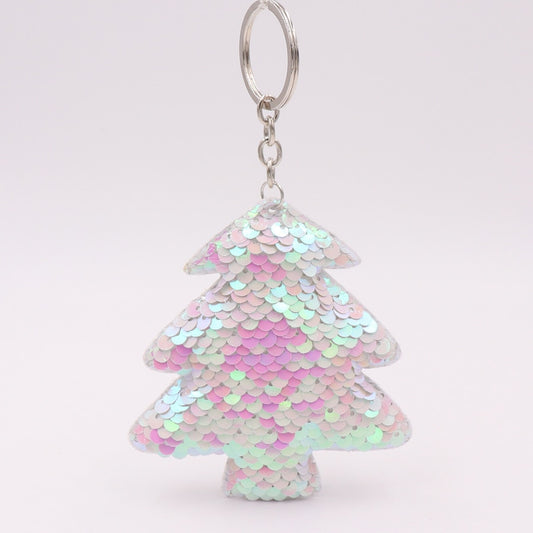 Holographic Christmas Tree Sequins Keychain for Women Ladies Mom Gift Keyring