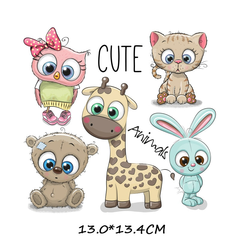 46 Styles Iron on Cute Animal Patches Set for Kids Clothing DIY T-shirt Applique