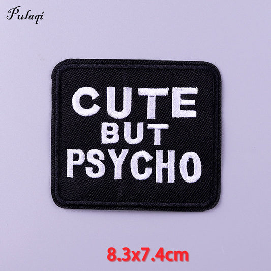 Cute But Psycho Patches Iron on Patch For Clothing Embroidery Stickers Clothes