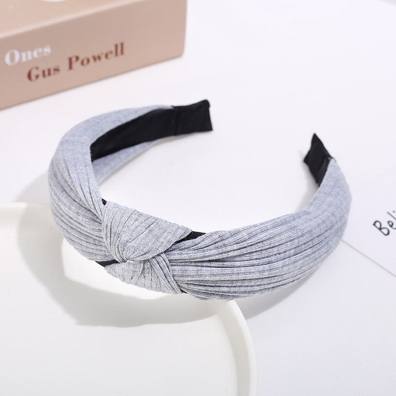 Light Grey Top Knot Women Hairbands Fashion Headband Girls Hair Hoop Accessories