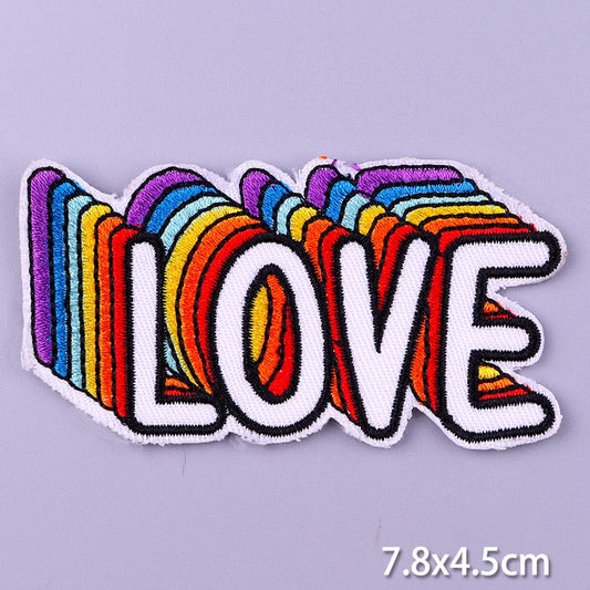 Rainbow Love Typographic DIY Cartoon Patches Clothes Patch Embroidered Stickers