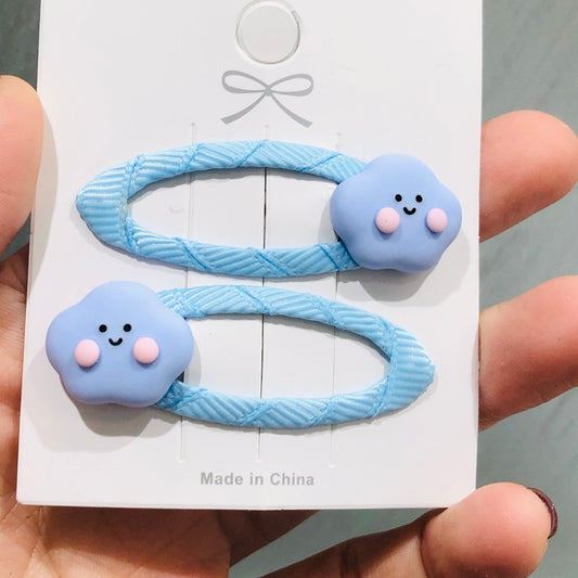 2Pcs Sky Blue Cloud Children Snap Clips Hair Clips Girls Hair Accessories