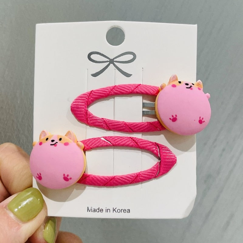 12 Styles 2Pcs/Set Girls Cute Animal Frog Monkey Hair Clips Kids Lovely Hairpins