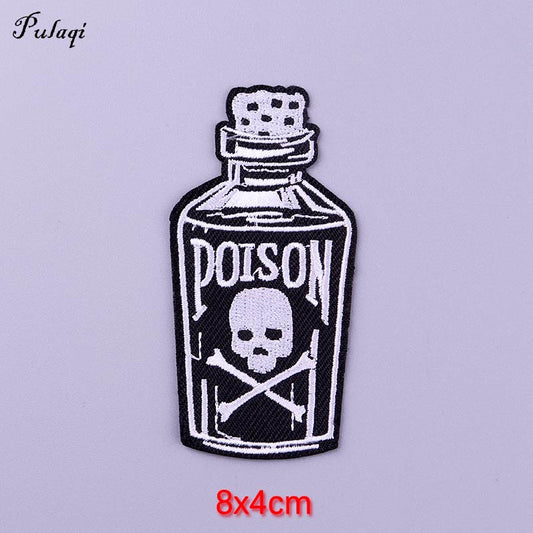 Poison Skull Dice Patch Iron On Patches Clothes Cartoon Stickers Embroidered