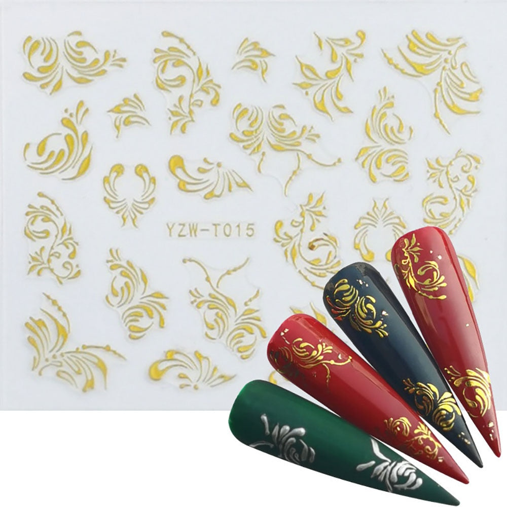 Mixed Style Gold Nail Stickers Manicure Nails Decal Self-adhesive DIY Nail Art