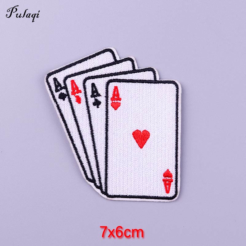 Four Playing Cards Patch Iron On Patches Clothes Cartoon Stickers Embroidered