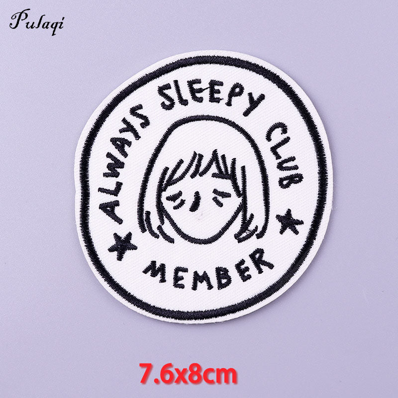 Sleepy Club Member Patches Iron on Patch For Clothing Embroidery Stickers