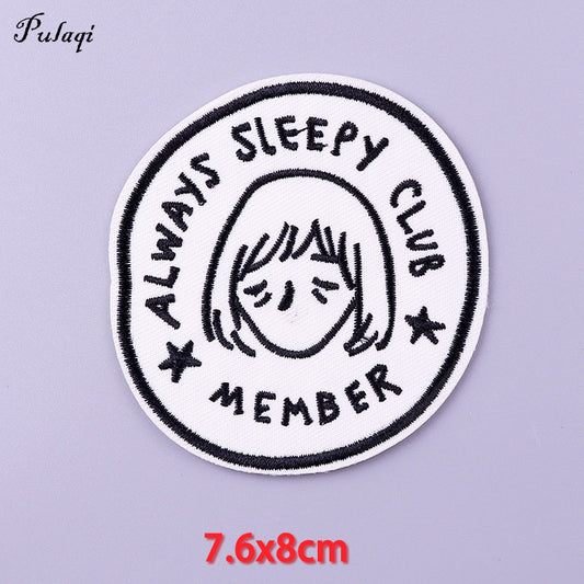 Sleepy Club Member Patches Iron on Patch For Clothing Embroidery Stickers