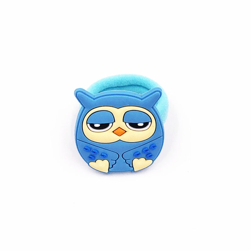 1Pcs Blue Sleepy Owl Cartoon Elastic Hair Bands Girls Hair Rope Children Hair