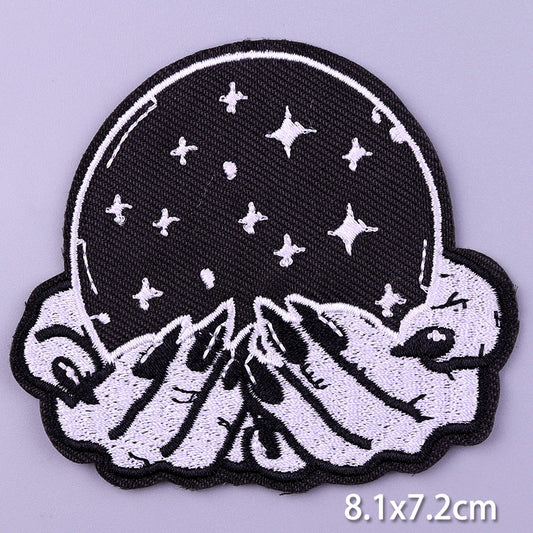 Hands Holding Moon DIY Cartoon Patches Clothes Patch Embroidered Stickers Badge