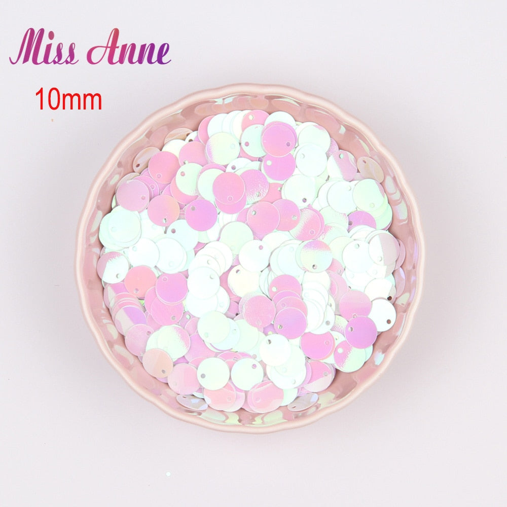 Paillette Sequin 10-30mm Large Flat Round Edge Hole Loose Sequins for Carfs Kids