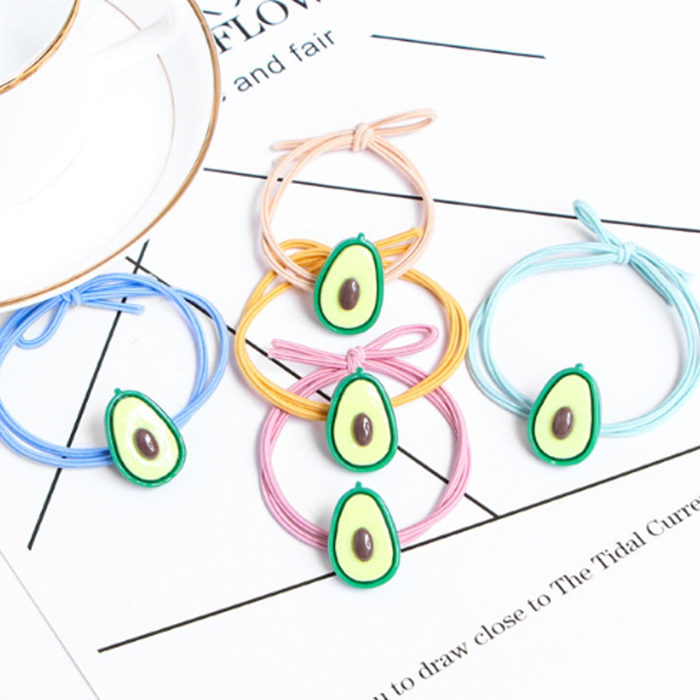 High Elasticity Hair Bands Avocado Hair Rope Cute Kawaii Side Clip Ins Fruit