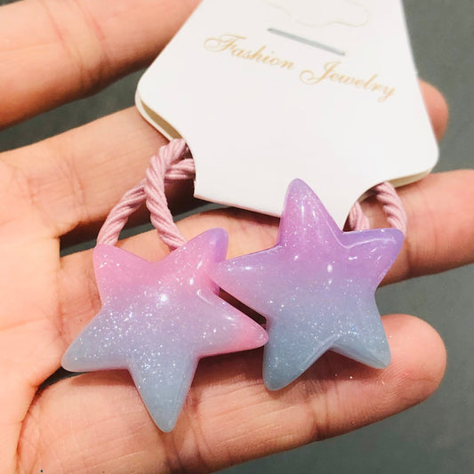 2Pcs Kids Bow Stars Wings Purple Children Rubber Bands Hair Rubber Bands