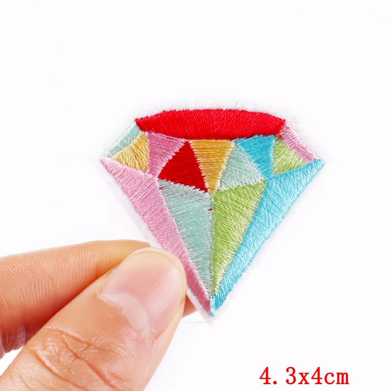 Colorful Diamond Shaped Cartoon Patches Clothing Sticker Patch Decal Embroidery