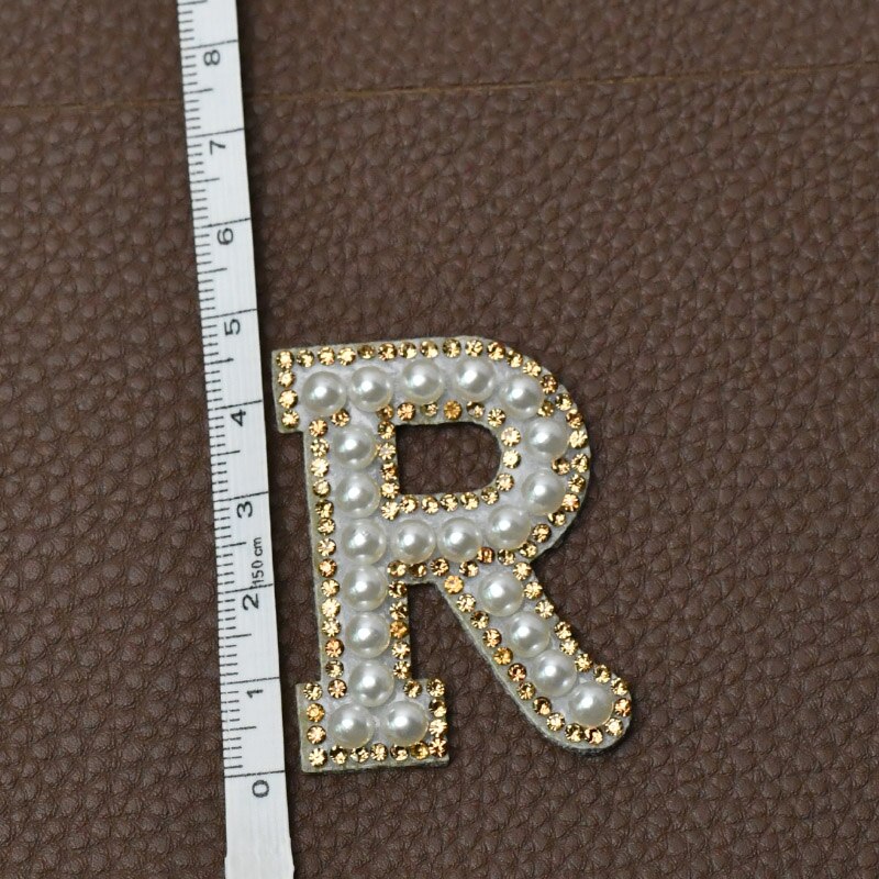 A-Z Alphabet 1Pcs Letter Patches Pearl Rhinestone Alphabet Patches For Clothes