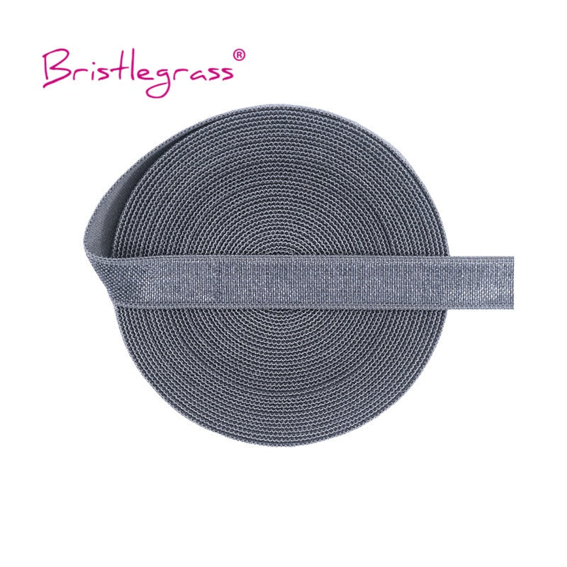 5 yards 10mm Solid Shiny Non-Foldover Elastic Spandex Satin Band Bra Strap