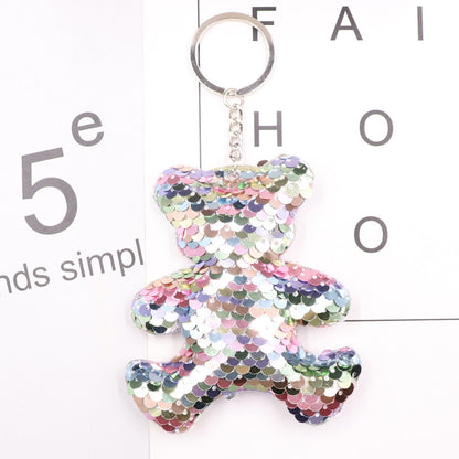 Multicolor Bear Sequins Keychain for Women Ladies Mom Gift Keyring Girl Car Bag