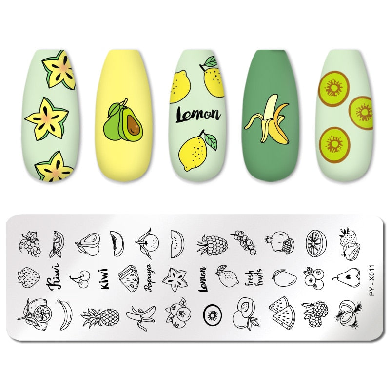 Lemon Kiwi Avocado Nail Stamping Plates Stencil Tools Template Plate Mold Nail