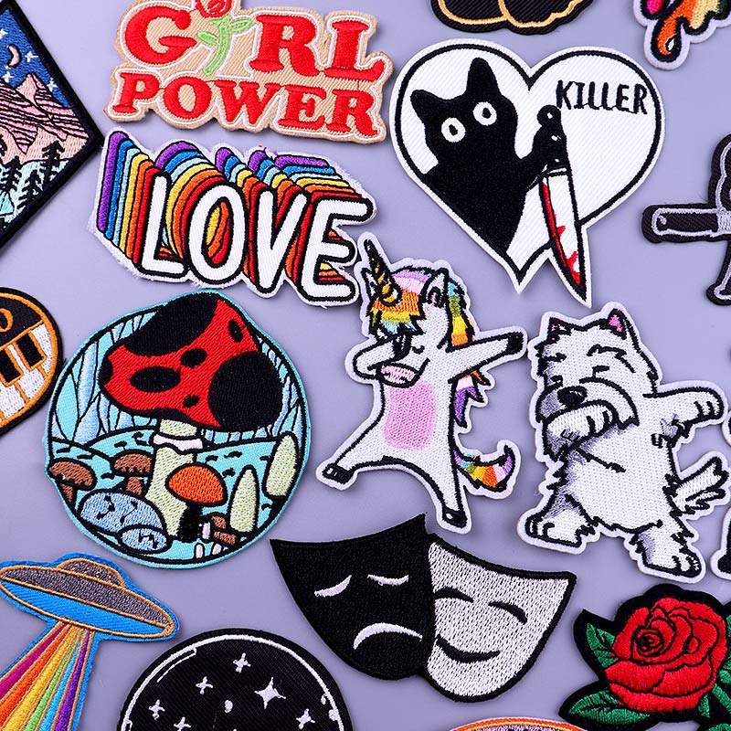 44 Styles DIY Cartoon Cat Dog Patches On Clothes Animal Patch Unicorn Letter