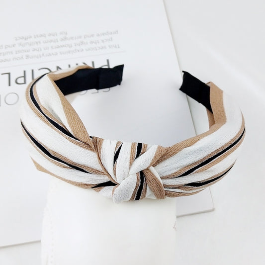 White Khaki Stripes Women Hairbands Fashion Headband Girls Hair Hoop Accessories