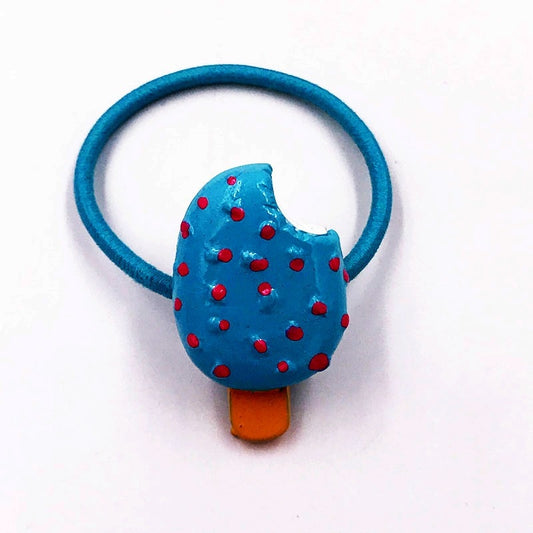 1PCS Blue Ice Cream Bar With Red Sprinkles Girls Hairbands Kids Elastics Rubber