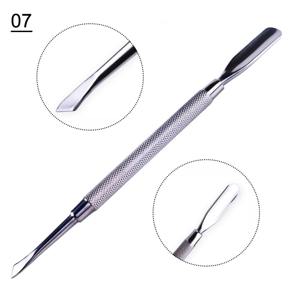 1pcs Double-ended Cuticles Nails Pusher Dead Skin Remover Pedicure Stainless