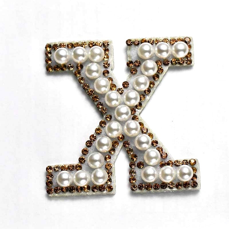 A-Z Alphabet 1Pcs Letter Patches Pearl Rhinestone Alphabet Patches For Clothes