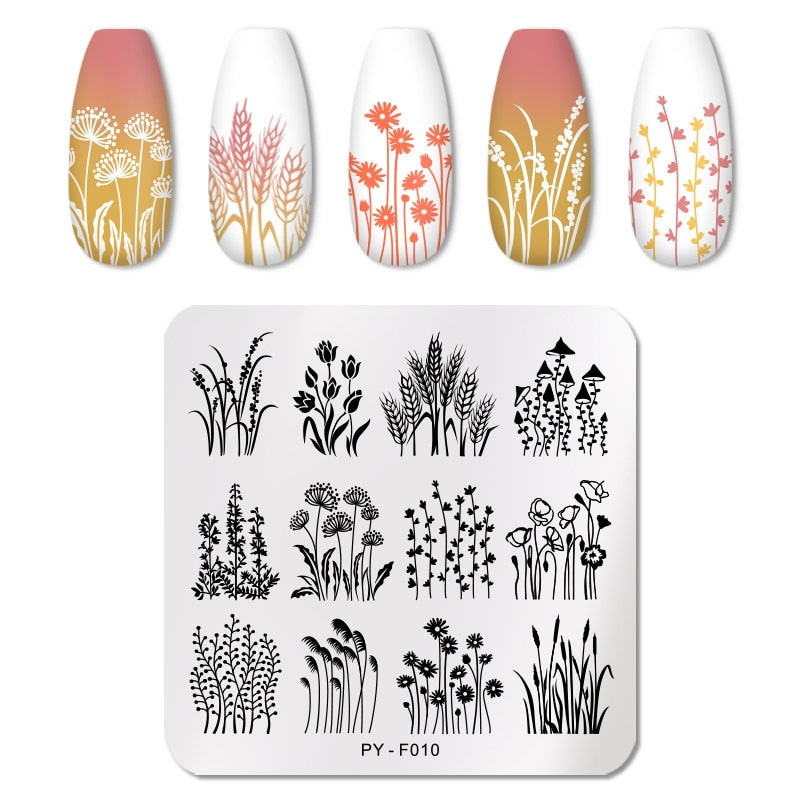 Wild Blooms Nail Stamping Plates Stencil Tools Template Plate Mold Nail Art