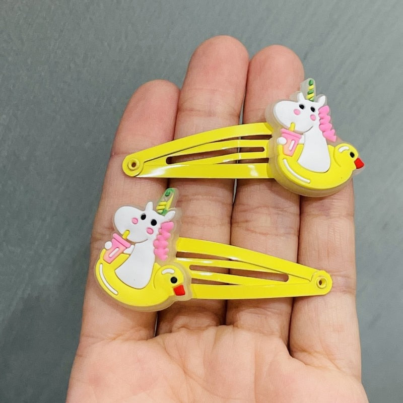 12 Styles 2PCS/Set Girls Cartoon Luminous Unicorn Hair Clips Kids Lovely