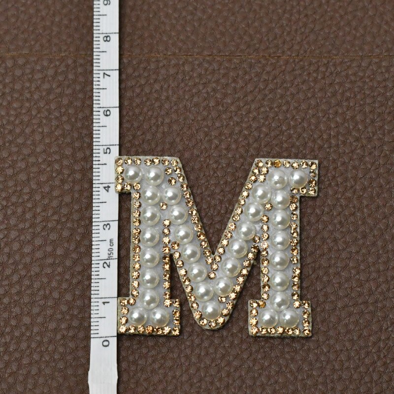 A-Z Alphabet 1Pcs Letter Patches Pearl Rhinestone Alphabet Patches For Clothes